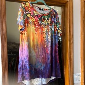 Vibrant Red and Orange Short Sleeve Tee